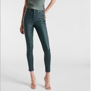 🆕NWT Express High Waisted Green Coated Skinny Jeans